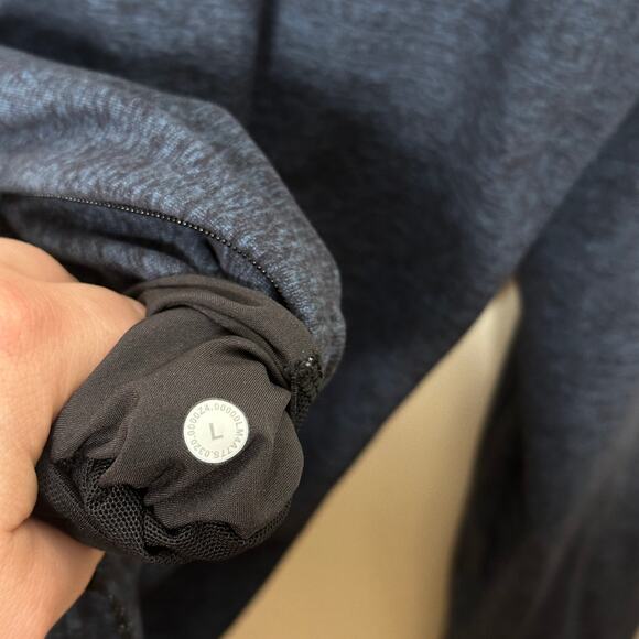 LULULEMON Surge Warm Full Zip Heathered True Navy Blue Black Sz L {I2} - Picture 6 of 6